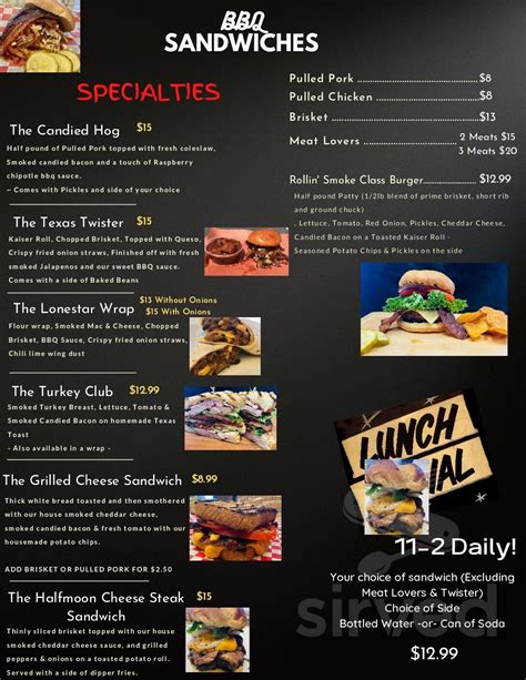 The PJ&39;s BAR-B-QSA story begins in the mid-1960s, when Carolyn and PJ. . Rollin smoke handcrafted bbq menu